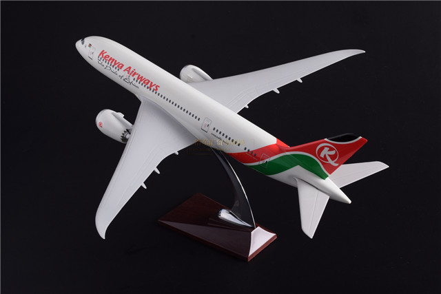 厂家货源深圳浩东汇生产销售飞机模型波音787肯尼亚树脂模型飞机商务送礼可以选择佳品43cm