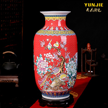 新中式陶瓷花瓶仿真花艺摆件 创意电视酒柜插花花器