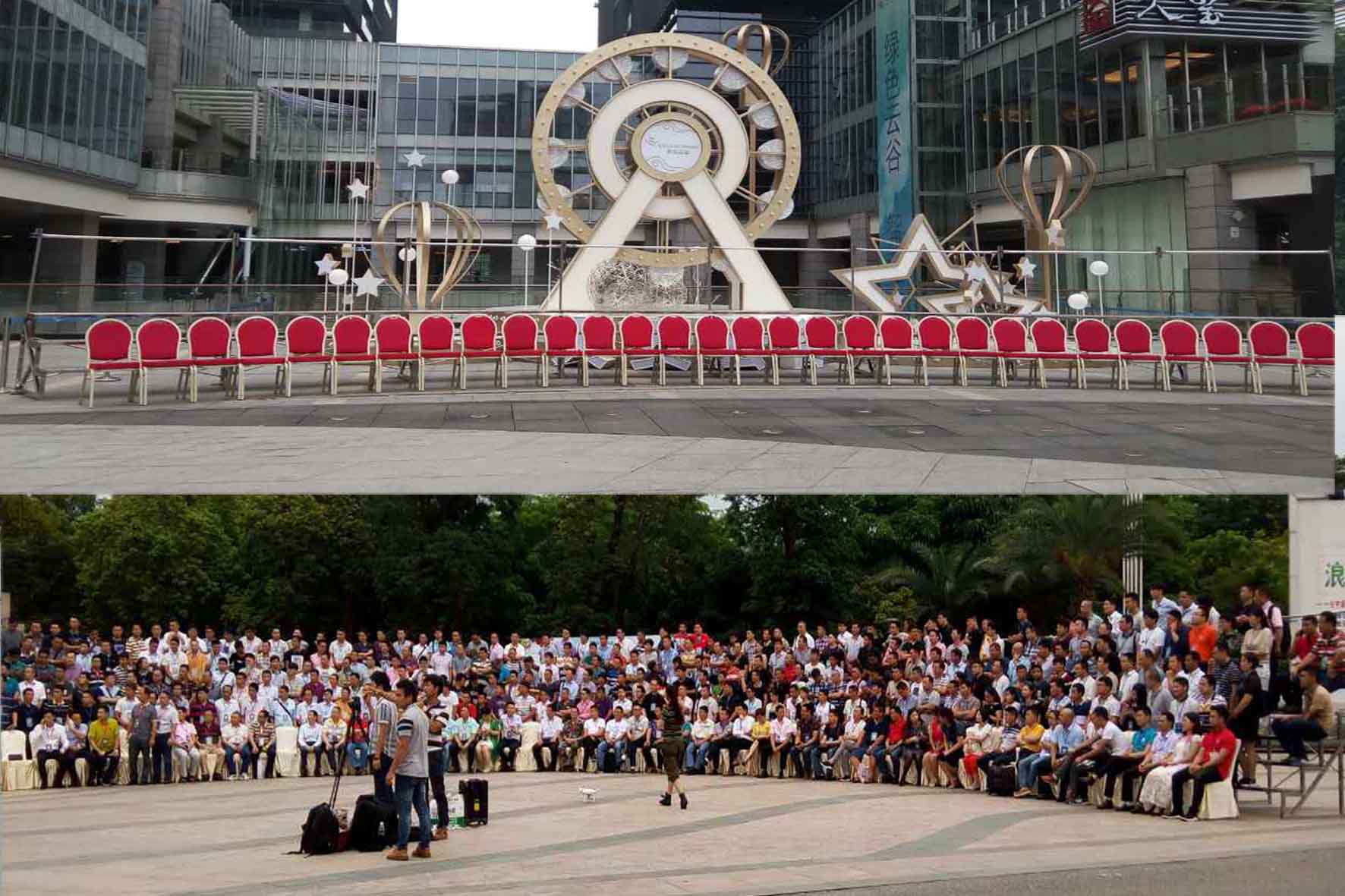 深圳300人的大合影集体照拍摄会议合影站架台阶出租