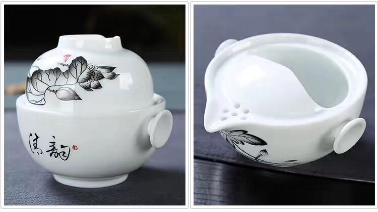 厂家供应快客杯一壶一二两杯家用陶瓷茶壶便携旅行功夫茶具套装