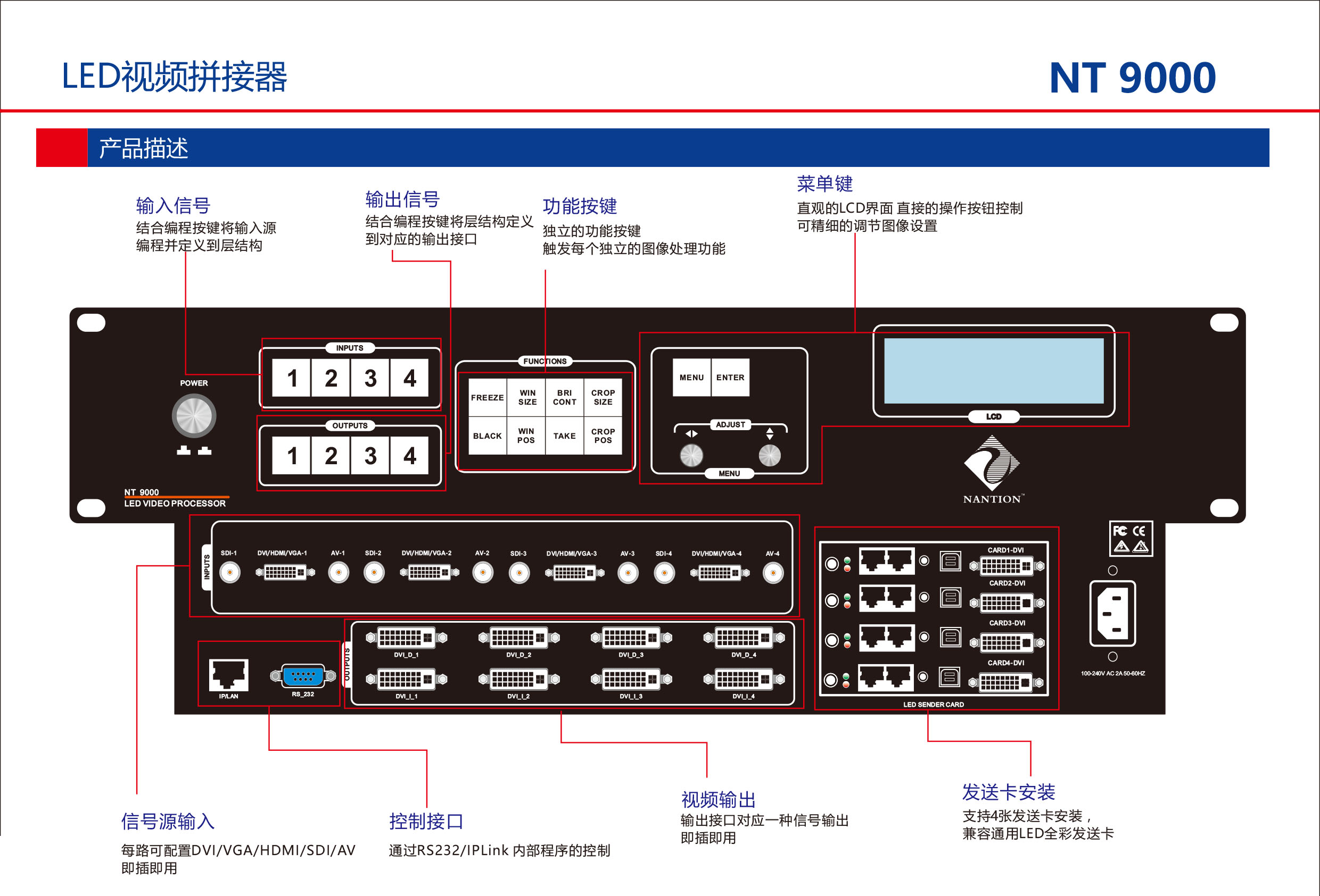 大型舞台视频处理设备LED拼接器NT9000供应