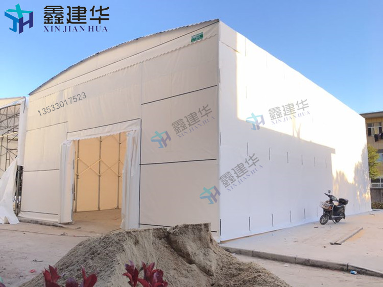 上海雨蓬鑫建华定做电动推拉蓬钢结构雨棚大型仓储活动蓬物流推拉蓬低价促销