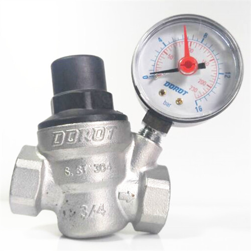 dorot可调式减压阀d06r不锈钢材质带压力表DN15内螺纹接口