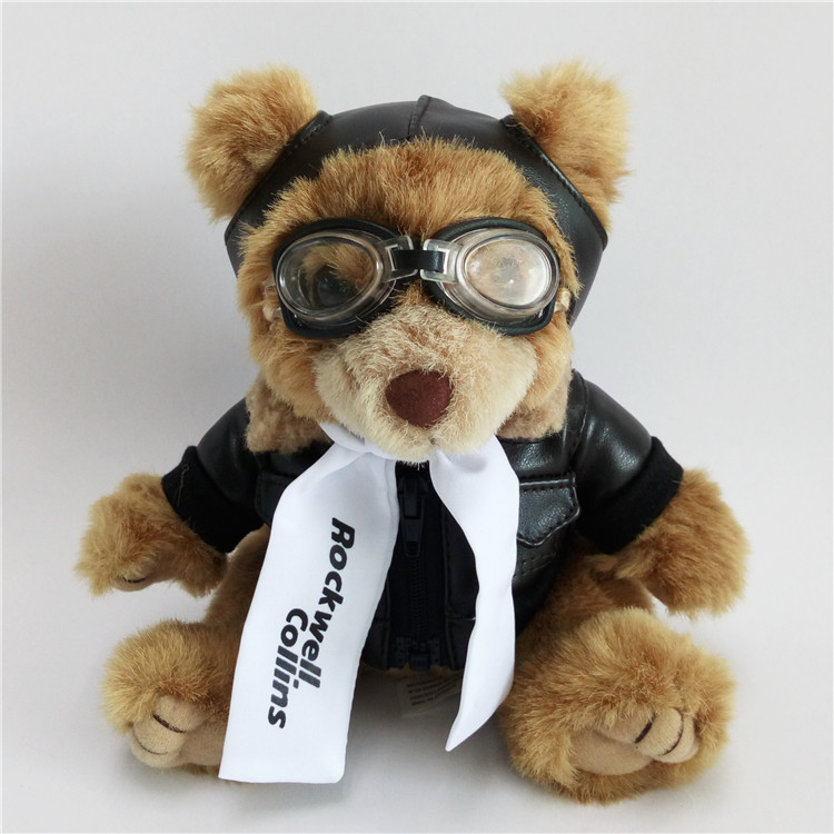 厂家供应 新款飞行员航空穿衣泰迪熊 高品质毛绒公仔可来图定制