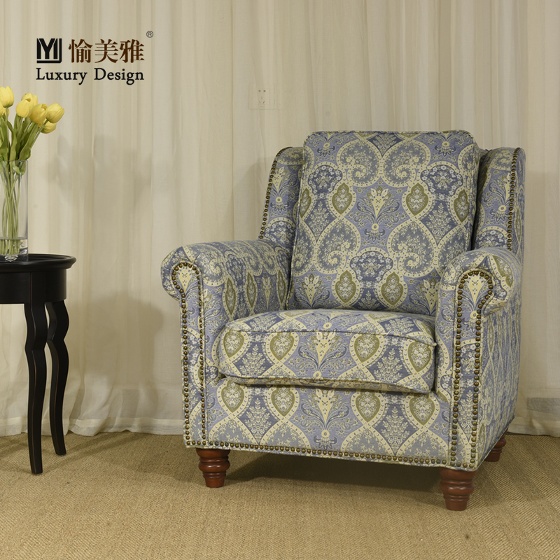 昆山开发区美式实木家具定制客厅沙发现代简约整装单人沙发