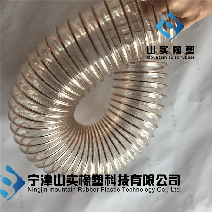 聚氨酯钢丝软管内径180 大口径pu软管 透明塑料波纹软管