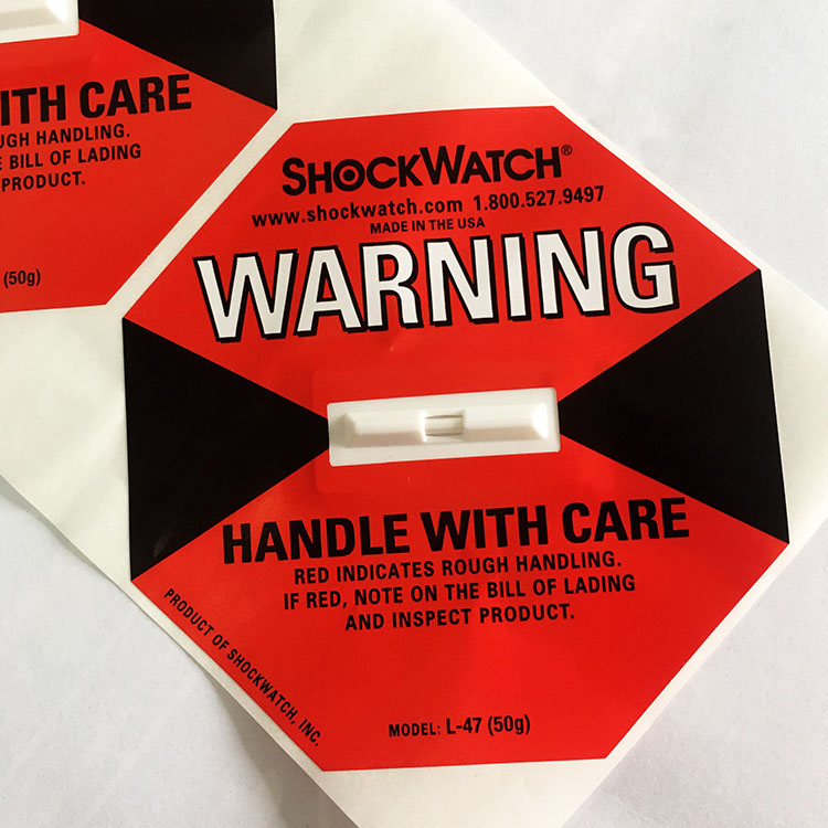 包装辅助shockwatch防震标签原装正品 防震撞显示标签