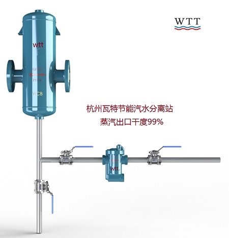 瓦特DF200高效蒸汽汽水分离器，湿蒸汽有效疏水，提高蒸汽干度