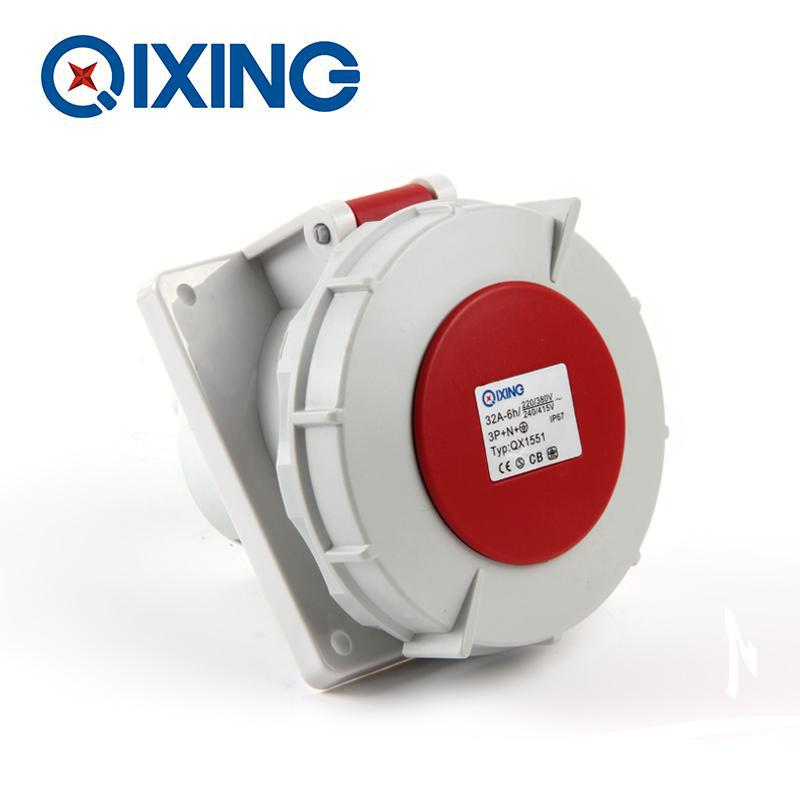 启星QX1551 5芯暗装插座 工业插座 防水插头插座厂家直销
