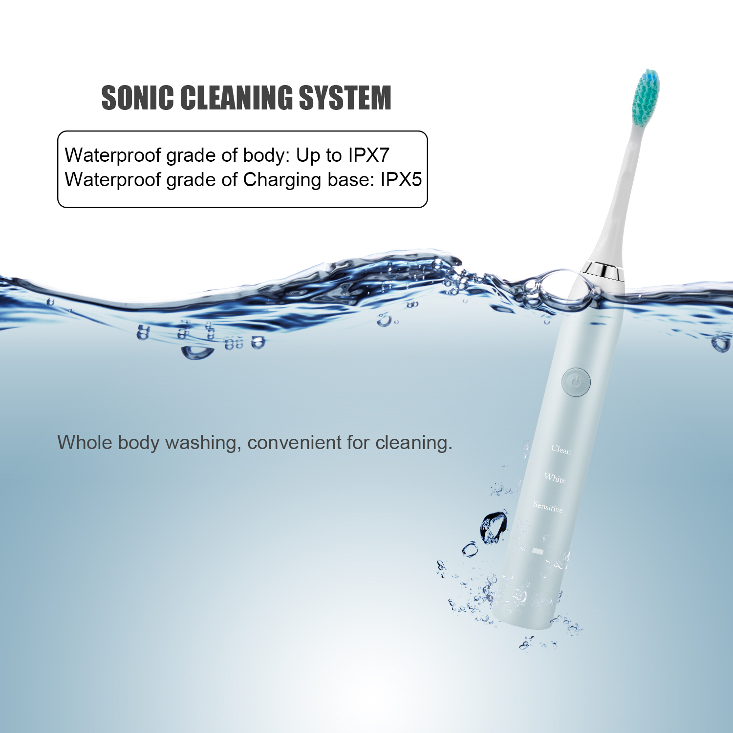 MIKIZ厂家直销全机身水洗声波电动牙刷可定制