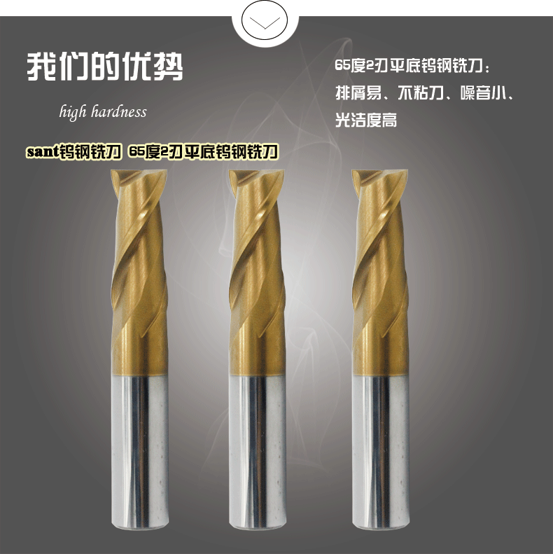 直销中国台湾SANT钨钢铣刀 65度2刃平底立铣刀 浩联铣刀厂家直销钨钢铣刀