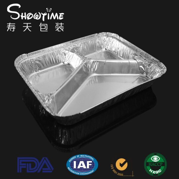 720毫升铝箔餐盒 ST3-2318多格三格外卖餐盒寿天包装
