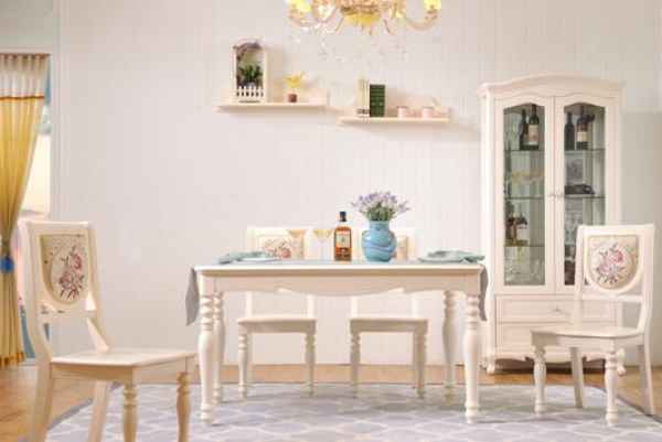 简约法式白色实木餐桌餐椅供应商