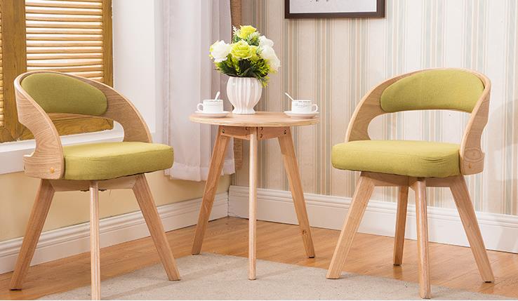 家用休闲实木椅 欧式风格可旋转餐厅椅