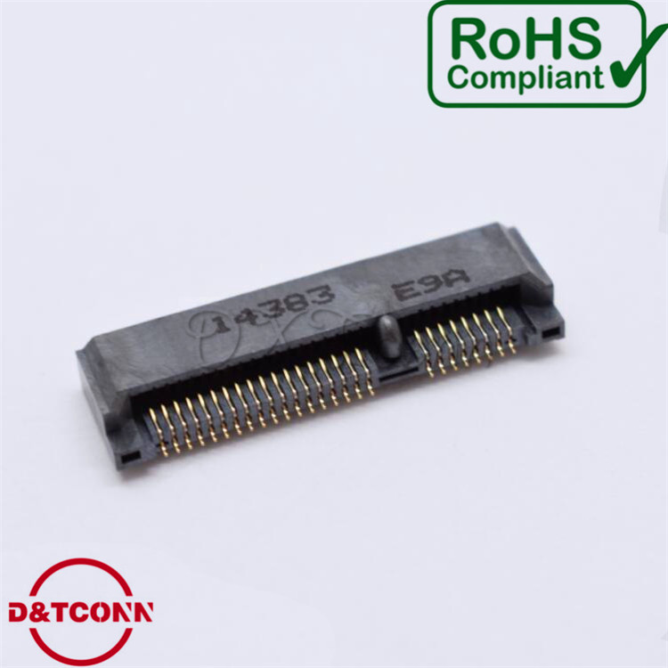 DXT MINI PCIE插座52P板上高度H4.0镀金间距0.5mmPH环保