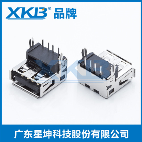 供应中国香港星坤USB2.0母座 USB AF 90度插板 平板型 USB插座