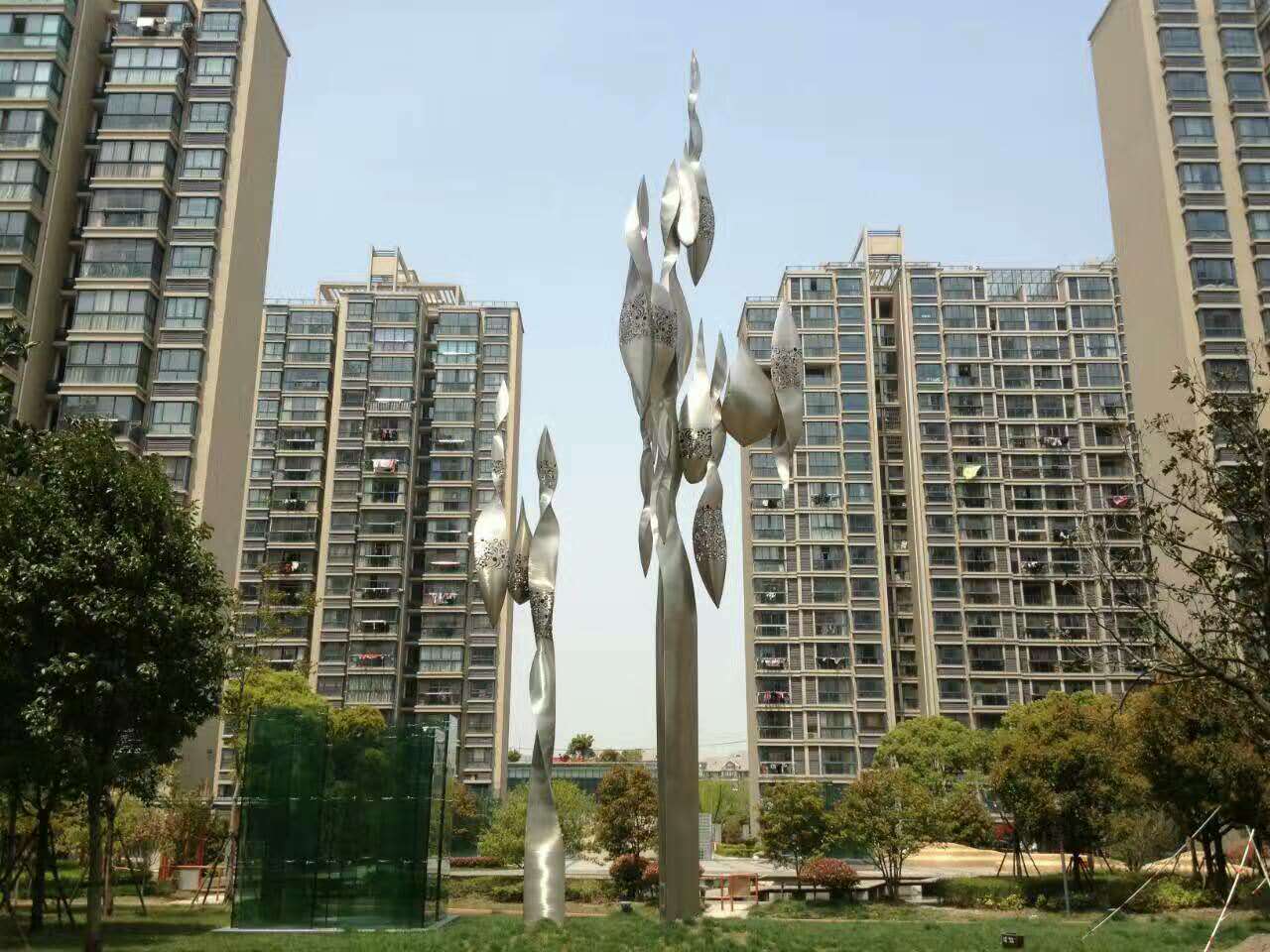 不锈钢景观雕塑，不锈钢校园抽象雕塑，上海雕塑制作