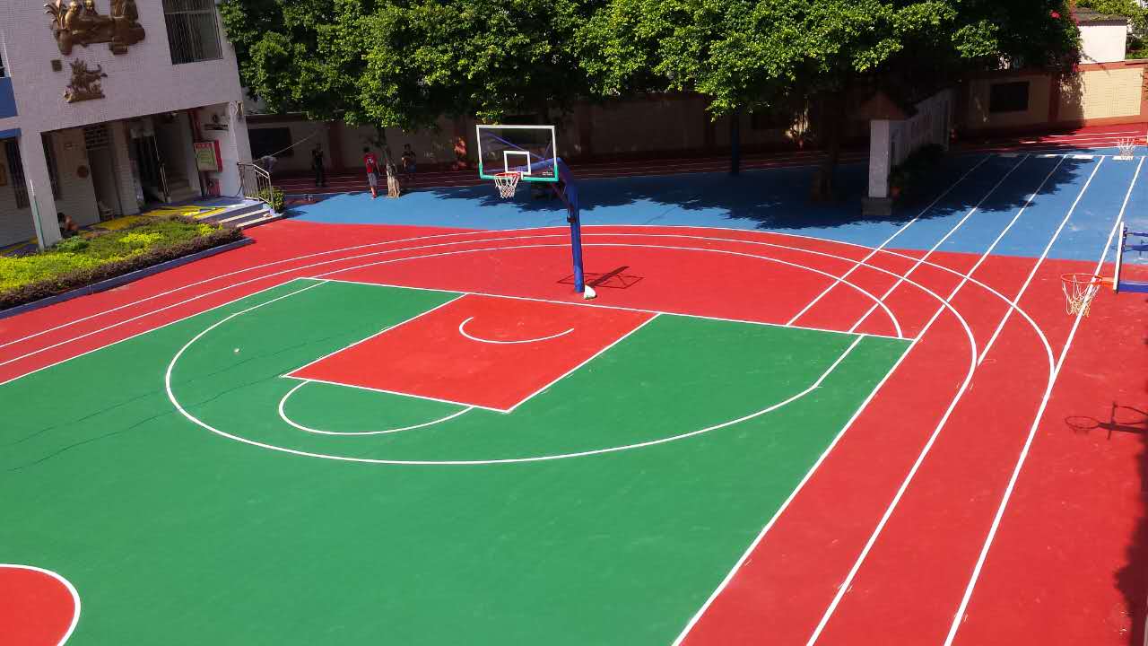 厂家直销塑胶球场材料 水性硅pu篮球场地面施工 塑胶篮球场材料
