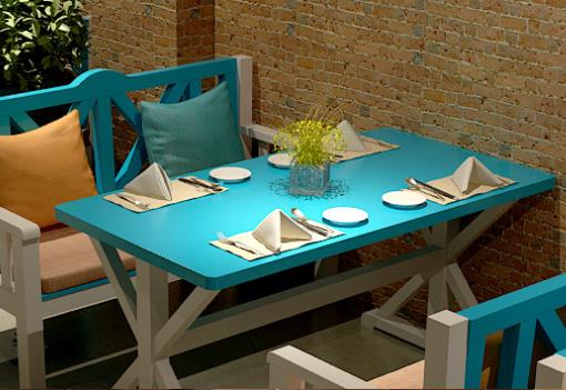 新款实木地中海餐桌 做旧复古成套西餐厅餐桌椅热销
