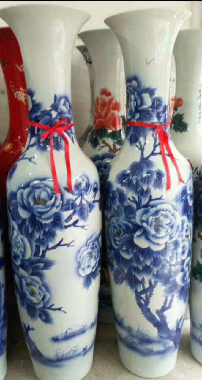 西安搬家送陶瓷大花瓶 五子牧牛图、青花牡丹是圆满幸福装饰工艺品