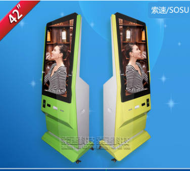 江苏苏州42寸斜面立式相片打印广告机 落地式高清液晶网络广告显示屏