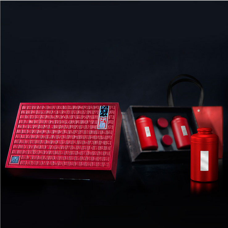 广州义统包装 守真红色2+2生铁罐加小茶罐茶叶礼盒定制批发
