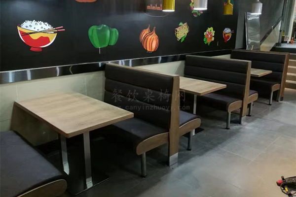 板式和皮革结合的实用型茶餐厅卡座沙发