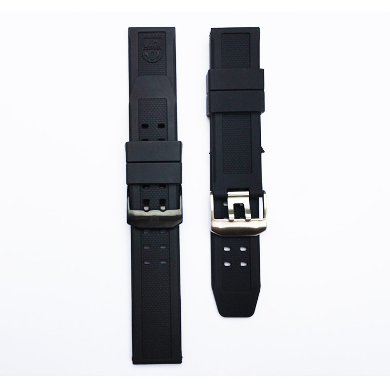 厂家直销硅胶表带23MM黑色手表带 代用鲁美诺斯1820|7251|3050