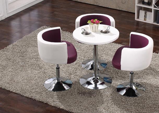 一桌三椅玻璃圆桌咖啡台 简约时尚会客接待桌椅组合