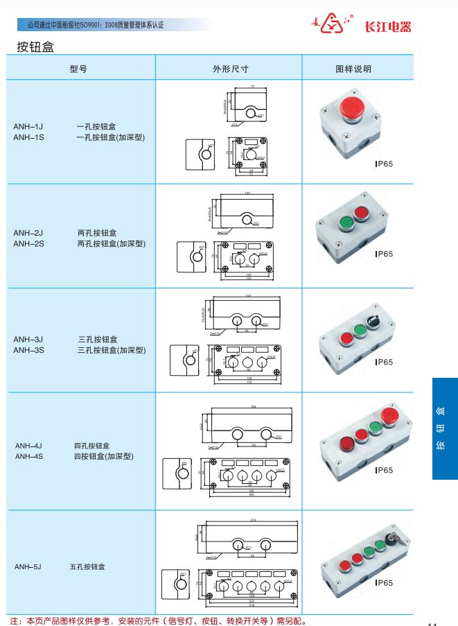 江阴长江ANH-1J全系列按钮盒特价销售