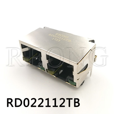 REONG RJ45 单层1*2 灯在下 90度插板 带LED 带屏蔽壳 RD022112TB