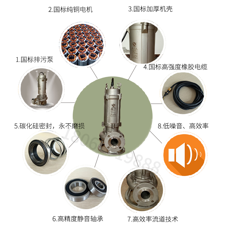 沛源50WQP10-12-1.1 不锈钢潜水排污泵 徐州排水泵生产厂家