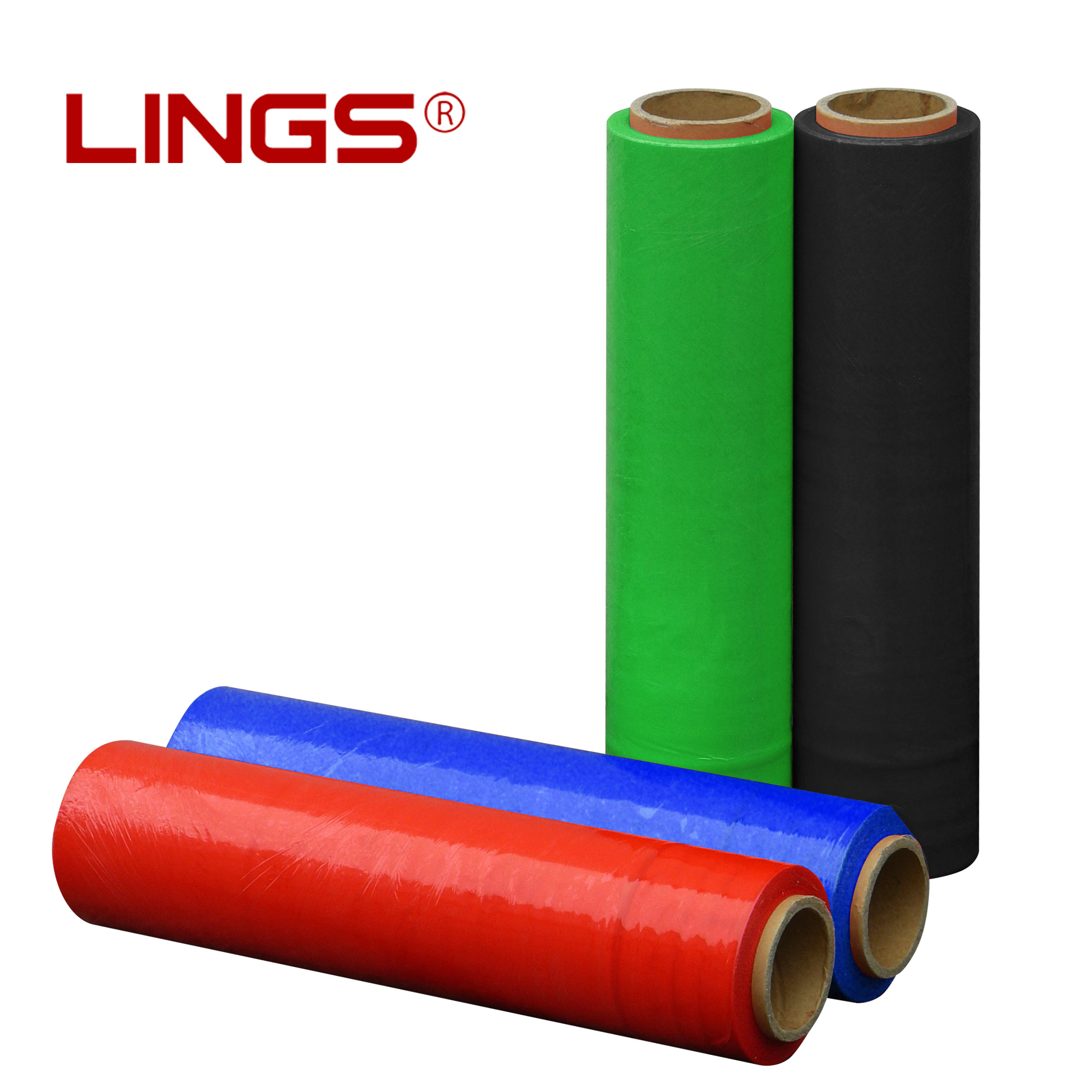 LINGS 彩色缠绕膜 黑色红色蓝色缠绕膜50cm宽3.3公斤一卷多色可选接受定制