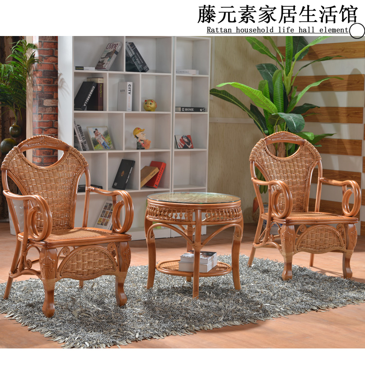 北京藤椅酒店藤椅三件套真藤椅子茶几组合