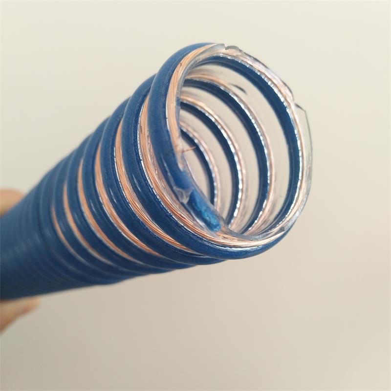 山实蓝色塑筋软管 pu蓝色塑筋防静电软管