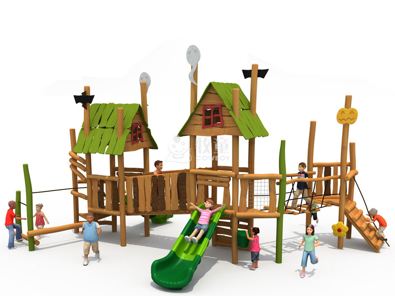 牧童魔法森林幼儿园多功能实木组合滑梯 大型户外滑滑梯可定制