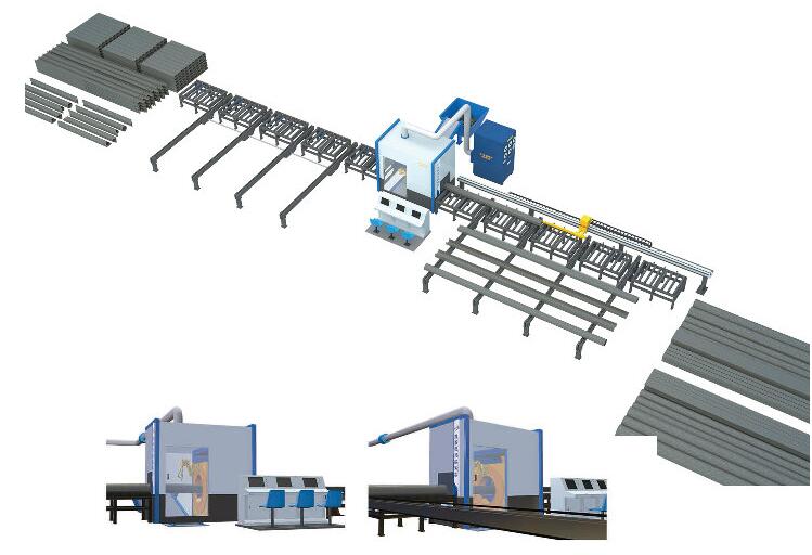 数控管材型钢切割生产线H型钢异型管切割机器人