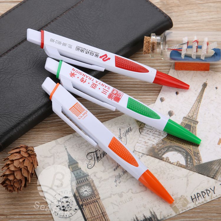 塑胶圆珠笔 可定制LOGO 办公礼品笔 扁笔 广告笔定做厂家