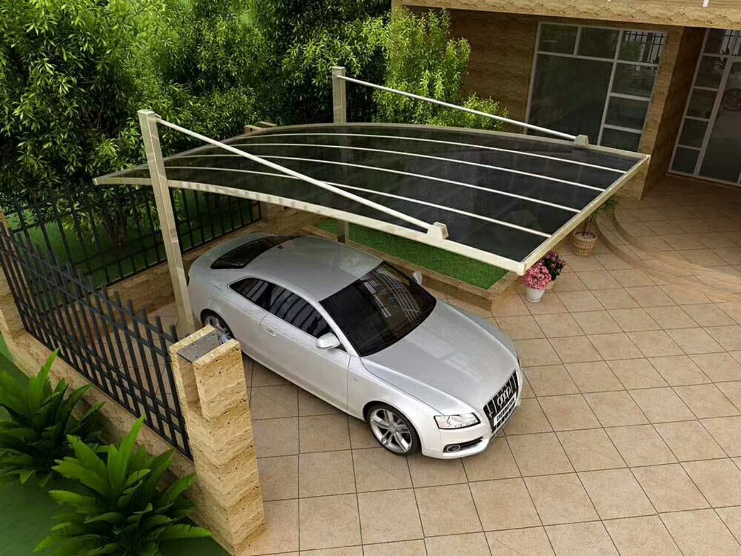 科飞迪 定制 别墅户外铝合金车棚雨棚塑料耐力板遮阳棚