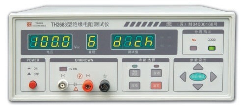 TH2683 测试范围：100KΩ – 10TΩ；测试电压：10V-1000V, 分十档；数显；程控