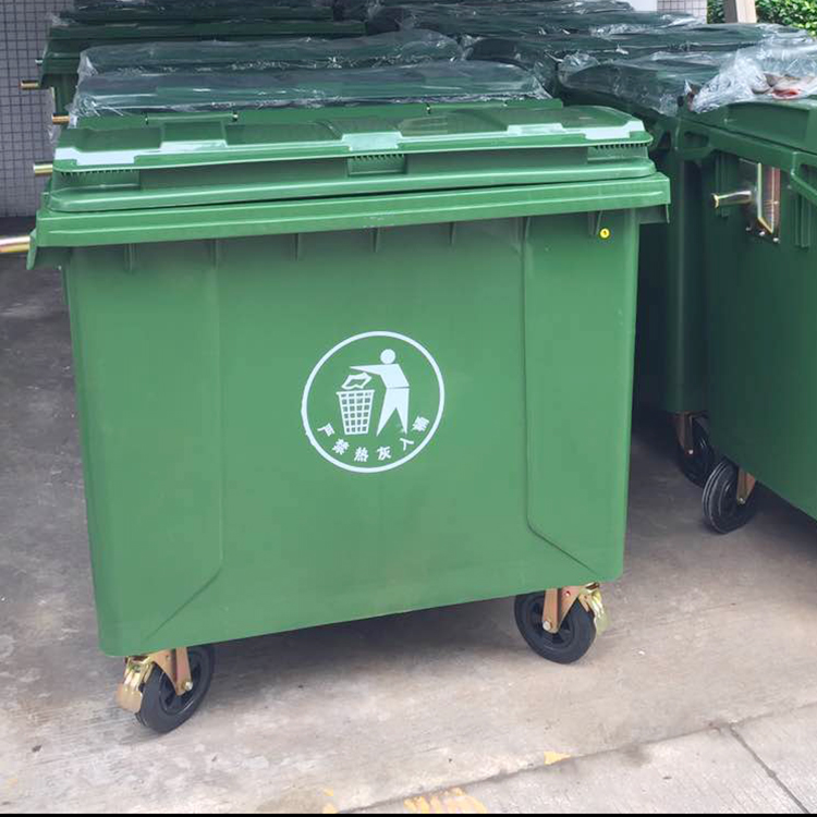 广东省惠州市660l升大号户外垃圾桶电话 带盖可移动小区大型垃圾车塑料环卫垃圾桶价格厂家