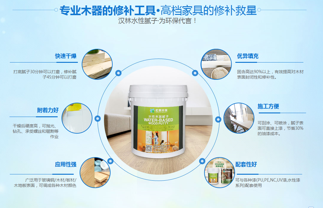 修补木材裂纹，坑洞的产品 油工爱用汉林水性修补腻子