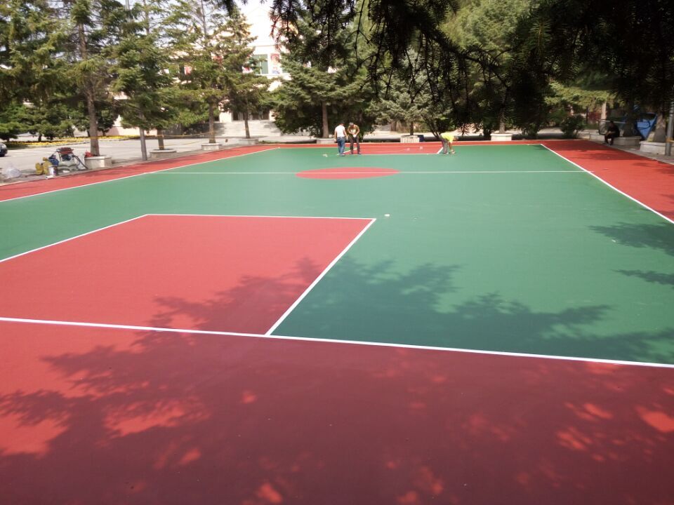 奥美佳 弹性丙烯酸篮球场施工 网球场施工 室外羽毛球场施工