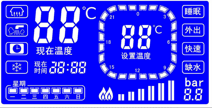 定制太阳能控制器LCD液晶屏热水器LCD液晶屏