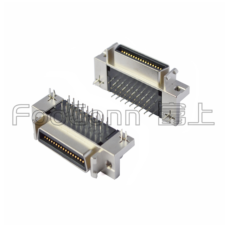 供应SCSI伺服接口36PIN母座CN型90度弯插|HPCN连接器36芯伺服插座