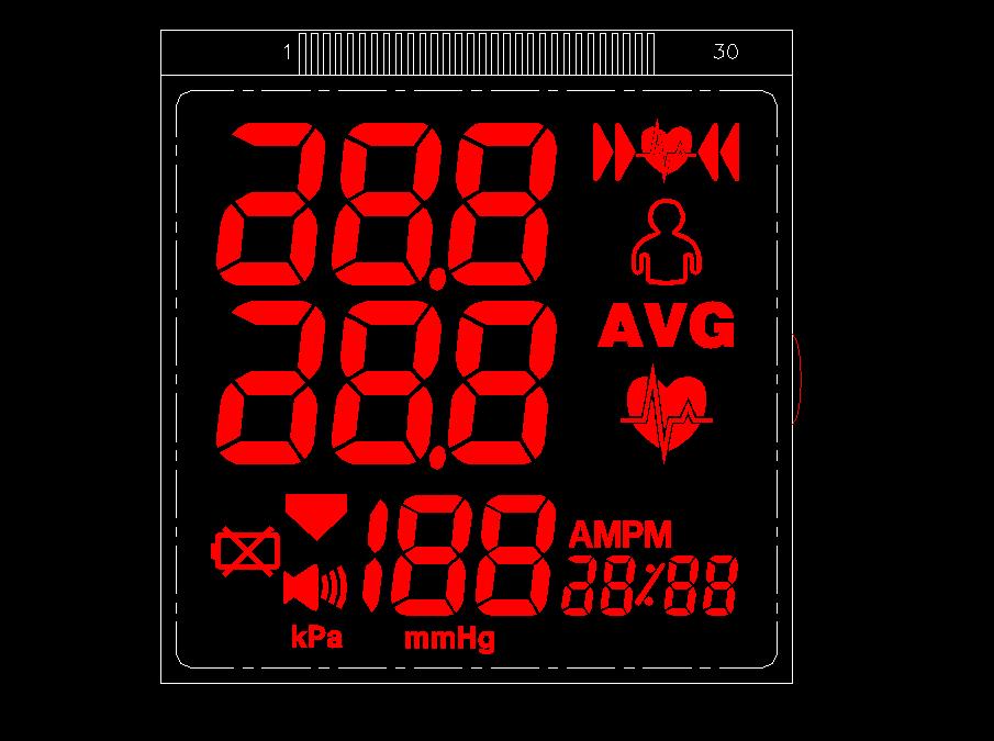 血压计LCD液晶屏-全自动血压计LCD液晶屏