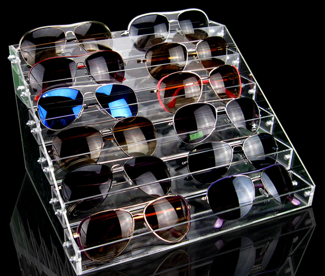 定制多层透明亚克力眼镜展示架 太阳镜**玻璃展示架