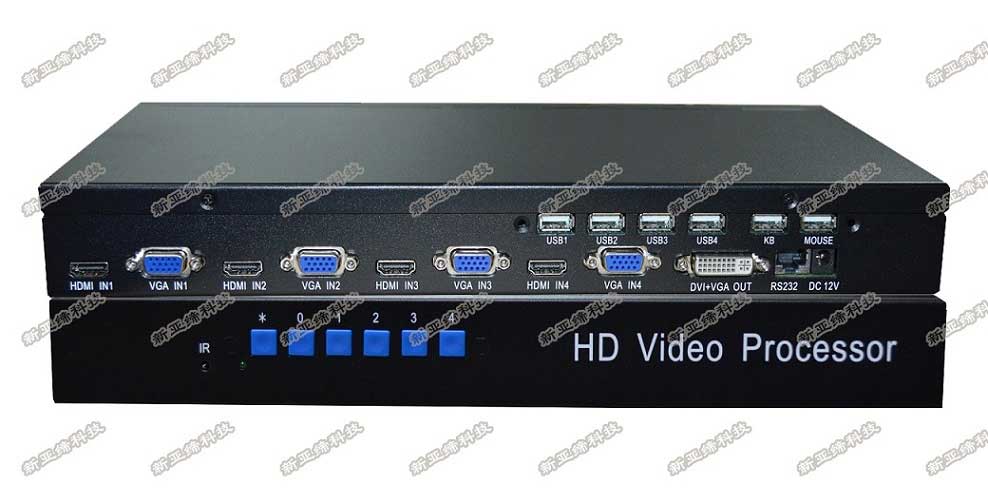 高清四路HDMI/VGA画面分割器/画面合成器 USB键鼠控制HDMI分屏器