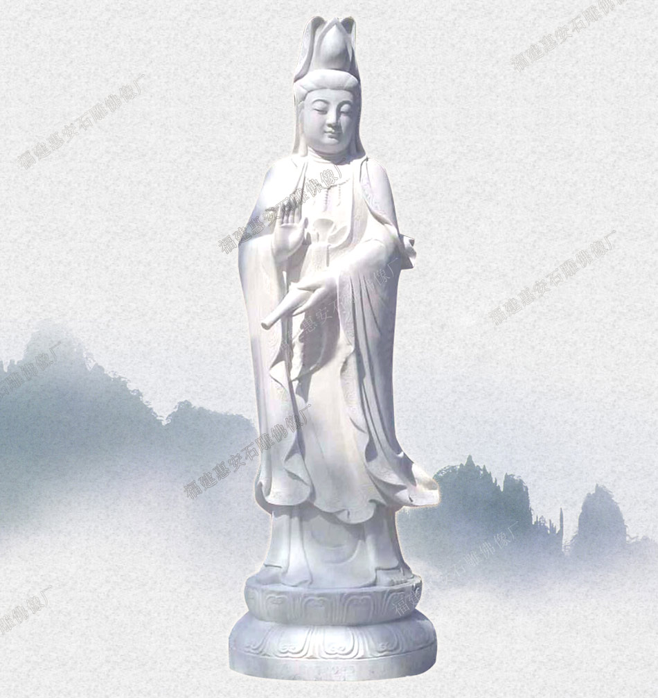 石雕雕塑 汉白玉佛像 寺庙摆件 花岗岩滴水观音广场园林雕塑