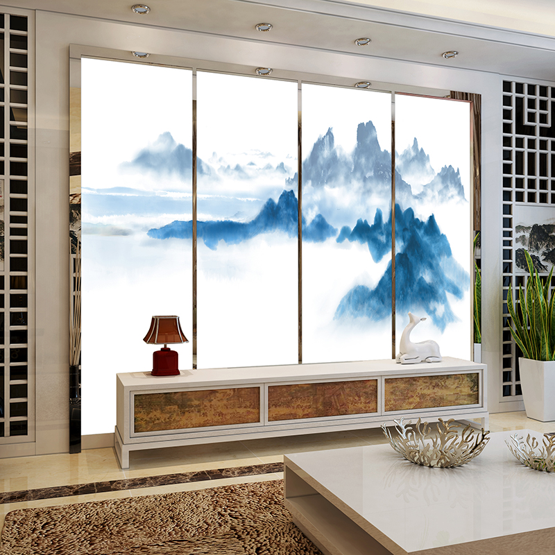 上海硬包客厅背景墙山水挂画